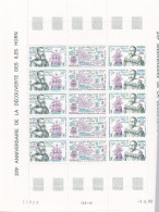 WALLIS ET FUTUNA - 1986 - DECOUVERTE DES ILES HORN - N° 346A - FEUILLET DE 5 BANDES DES 3 TIMBRES - Ongebruikt