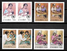 ZAMBIA STAMPS , 1988, SET COMPLETE IMPERFORATED PAIRS, Sc.#440-443, MNH - Zambie (1965-...)