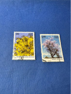India 1981 Michel 879-80 Blühende Bäume - Usati