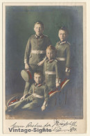 Die Kronprinzlichen Söhne Wilhem, Ferdinand, Hubertus & Georg (Vintage RPPC 1917) - Familias Reales