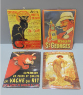 -4 PLAQUES TOLES CARTES POSTALES PUBLICITES VACHE QUI RIT DROUOT CHAMPAGNE    E - Other & Unclassified