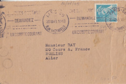 Dvt. De Lettre Obl. Krag Paris 58 Le 20 VIII 43 Sur 50c Mercure N° 549 (tarif Imprimés Du 5/1/42) Pour Moulins - 1938-42 Mercurius