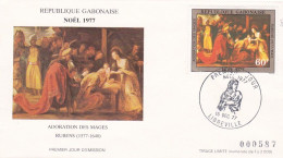 GABON -1977 - FDC  Noel 1977--peintre RUBENS --Adoration Des Mages ...... Cachet LIBREVILLE - Gabon (1960-...)