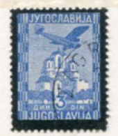 YUGOSLAVIA 1935 KIng Alexander Mourning Airmail Used  Michel 299 - Oblitérés