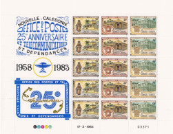 NOUVELLE CALEDONIE - 25e ANNIVERSAIRE POSTES & TELECOMMUCATIONS- N° 474A - FEUILLET DE 5 BANDES DES 3 TIMBRES - Unused Stamps