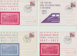 ETR FER 24 . Youigoslavie . 4 Cartes Illustrées .Sarajevo . Bosanski Samac . Kikinda .Oblitération .Chemin De Fer .1977 - Maximum Cards