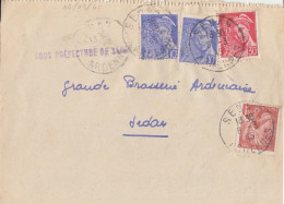 Lettre De Sous-Préfecture Obl. Sedan Le 6/3/45 Sur 10c Et 30c Mercure N° 546, 547 Et 1f50 Iris N° 652 (tarif Du 1/3/45) - 1938-42 Mercurio