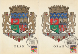 " BLASON D'ORAN " Sur 2 Cartes (1 Maximum Et 1 Commémorative) De 1961. N° YT 1230A Parfait état CM à Saisir !!! - Other & Unclassified