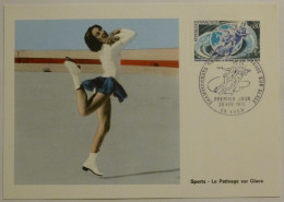 PATINAGE SUR GLACE / SPORT - Femme Patineuse - Championnat Monde Lyon 1971 - Carte Philatélique - Pattinaggio Artistico