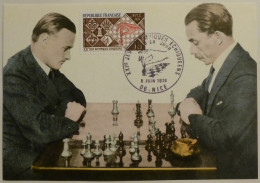 JEU ECHECS / Joueurs - Jeux Olympiques Echiqueens - Carte Philatélique Avec Cachet 1er Jour NICE - Schaken