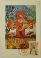 CROIX ROUGE 1975 - Saison AUTOMNE - Champignon / Lapin ... - Carte Philatélique Cachet 1er Jour LE CREUSOT - Hongos