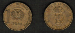 DOMINICAN REPUBLIC    1 PESO 1991 (KM # 80.1) #7697 - Dominicana