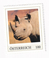 ÖSTERREICH - EXOTISCHE TIERE - SPITZMAUL NASHORN ARIKA - Personalisierte Briefmarke ** Postfrisch - Timbres Personnalisés