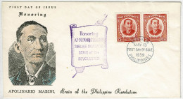 Philippinen / Philippines 1959, FDC Apolinario Mabini - Philippines