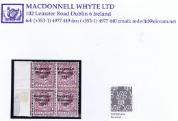 Ireland 1922-23 Thom Saorstát 3-line Overprint In Red On 6d Purple, Watermark Inverted And Reversed, Block Of 4 Mint - Nuovi