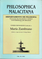 Philosophica Malacitana Vol. IV. 1991. Monográfico Dedicado A María Zambrano - Sin Clasificación