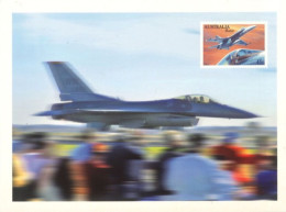 AUSTRALIA  : 2007, P0STAGE PRE PAID POSTCARD OF F16 FIGHTING FALCON MILITARY AIRCRAFT STAMP. - Lettres & Documents