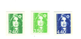 Briat 2fr40 Vert 3fr50 Vert-jaune Et 4fr40 Bleu YT 2820 - 2822 En Non Dentelés. Superbes, Voir Scan. Cote Maury : 60 €. - 1991-2000