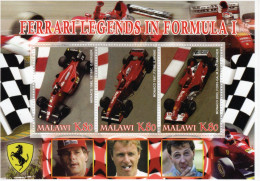 Malawi - FERRARI Legends In Formula 1 - Schumacher-Irvine-Berger - 3v Sheet -  MNH/Mint/Neuf - Automobile