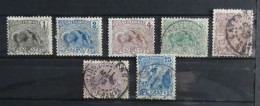Lot De 7 Timbres Guyane Française 1904 (fourmilier 5 Timbres Et Laveur D'or 2 Timbres) - Usati