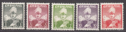 GRÖNLAND GROENLAND GREENLAND 1938 MI  1 - 5 - KING KÖNIG ROI CHRISTIAN X - MNH (**) - Nuevos