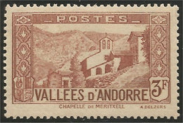 140 Andorre Chapelle Meritxell 3F MH * Neuf (ANF-158) - Abbeys & Monasteries