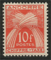 140 Andorre Taxe Yv 30 CHIFFRE-TAXE 10f MH * Neuf (ANF-153) - Neufs