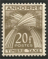 140 Andorre Taxe Yv 31 CHIFFRE-TAXE 20f MH * Neuf (ANF-155) - Ongebruikt