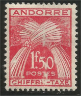 140 Andorre Taxe Yv 25 CHIFFRE-TAXE 1f50 MH * Neuf (ANF-149) - Unused Stamps