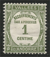 140 Andorre Taxe Yv 9 Recouvrements 1c MH * Neuf (ANF-148) - Unused Stamps