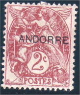 140 Andorre 2c Surcharge MH * Neuf (ANF-93) - Unused Stamps