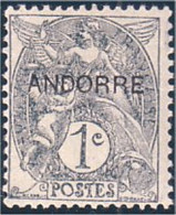 140 Andorre 1c Gris MH * Neuf (ANF-68) - Unused Stamps