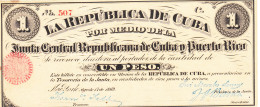 CRBX0332 BILLETE CUBA 1 PESO 1869 MUY RARO MBC+ - Otros – América