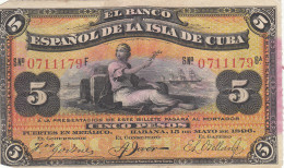CRBX197 BILLETE CUBA 5 PESOS 1896 MBC - Otros – América