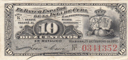 CRBX0328 BILLETE CUBA 10 CENTAVOS 1897 SIN CIRCULAR - Otros – América
