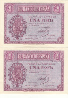 CRBS0959 PAREJA CORRELATIVA BILLETES ESPAÑA 1 PESETA 1937 SERIE E SIN CIRCULAR - Other & Unclassified
