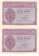 CRBS0959 PAREJA CORRELATIVA BILLETES ESPAÑA 1 PESETA 1937 SERIE E SIN CIRCULAR - Altri & Non Classificati