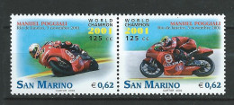 San Marino - 2002 Manuel Poggiali World Champion - Motorcycle Race 125cc Class, Rio De Janeiro 2001.  MNH** - Ongebruikt