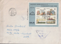 Norwegen Norway Norvège - Tag Der Briefmarke (MiNr: Bl. 6) 1986 - Auf Brief Mit Ersttagstempel - Hojas Bloque