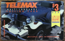 Carte De Recharge - TeleMax Limited Edition Voiture $3 - USA - Télécarte ~8 - [6] Colecciones