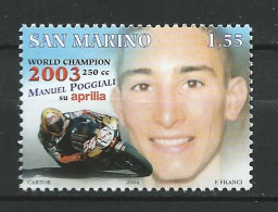San Marino - 2004 Motorcycling - Manuel Poggiali World Champion 250cc Class, 2003. MNH** - Ungebraucht