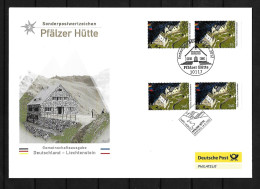 2012 Joint/Gemeinschaftsausgabe Germany And Liechtenstein, MIXED LUXURY FDC 2x2 STAMPS: Pfälzer Hütte - Emissions Communes