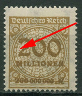Deutsches Reich 1923 Mit Plattenfehler Sprung In Rosette 323 APa HT Postfrisch - Errors & Oddities