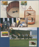 Macau 1990 Tierwettkämpfe Pferderennen Maximumkarten 663/66 MK (X40035) - Cartoline Maximum
