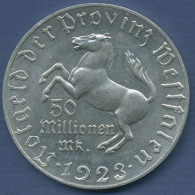 Westfalen 50 Millionen Mark 1923 Aluminium, Freiherr V. Stein, J N27 Vz (m6210) - Sonstige & Ohne Zuordnung