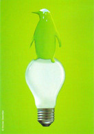 Carte Postale "Cart'Com" (2002) (pingouin Sur Une Ampoule électrique) Monoprix - Reclame