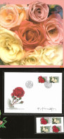 Norway 2003 Roses Mi 1455-1456 MNH Bloc And FDC Set In Folder - Sign Designer Enzo Finger - Brieven En Documenten