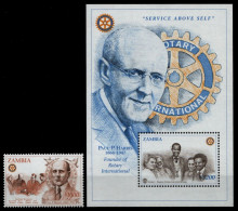 Sambia 1997 - Mi-Nr. 720 & Block 28 ** - MNH - Rotary - Zambie (1965-...)