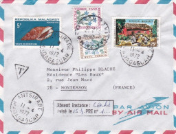 MADAGASCAR -1972--Lettre TAXEE..ANTSIRABE  Pour MONTESSON --78 (France) Timbres Divers Sur Lettre.. Cachet - Madagaskar (1960-...)