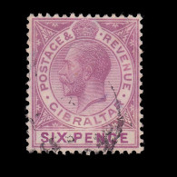 GIBRALTAR.1912.GV.6d Dull Purple-mauve.SG 97.USED.Mult Script CA - Gibraltar